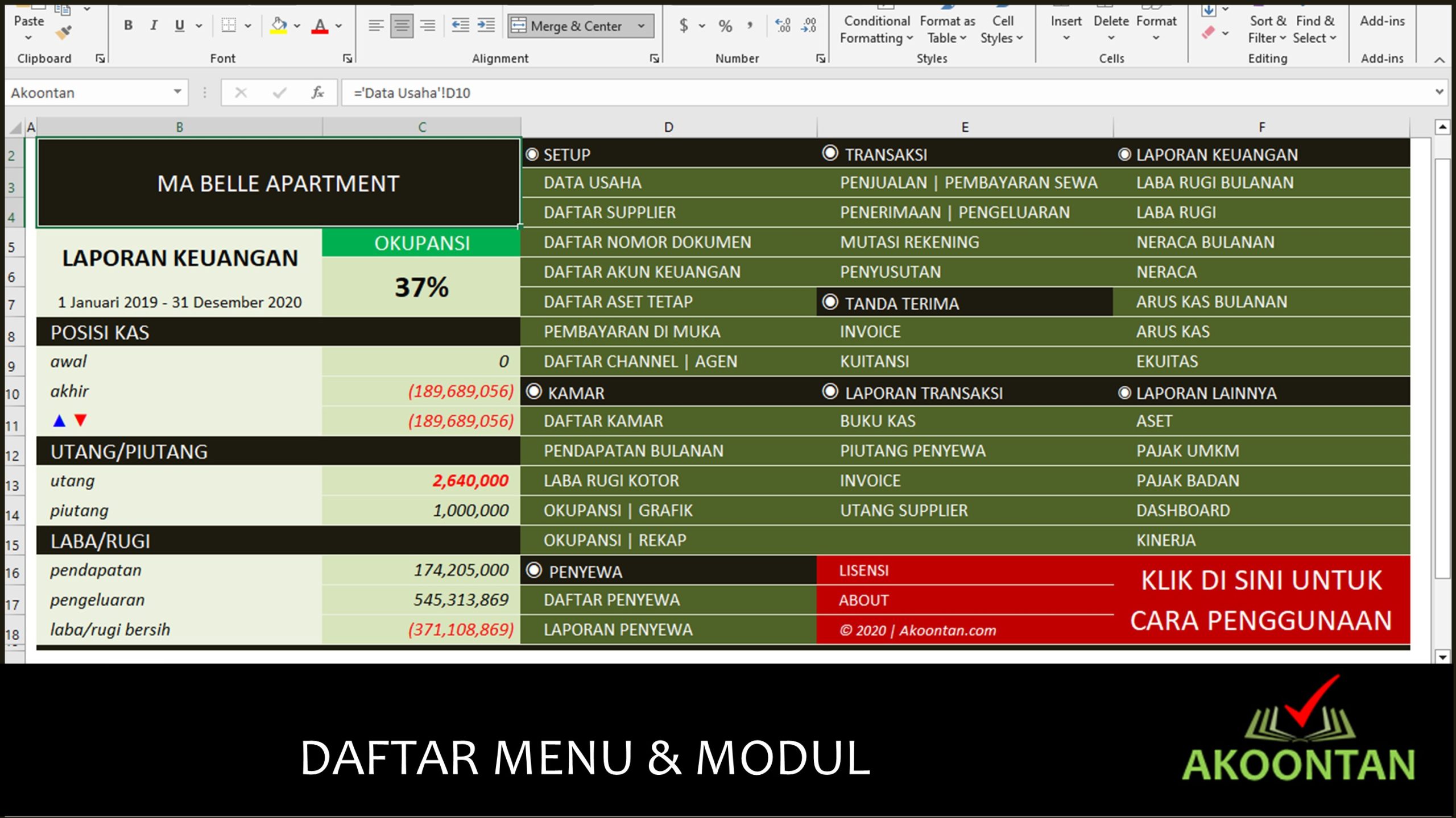 Manajemen Keuangan Hotel - Menu dan Modul