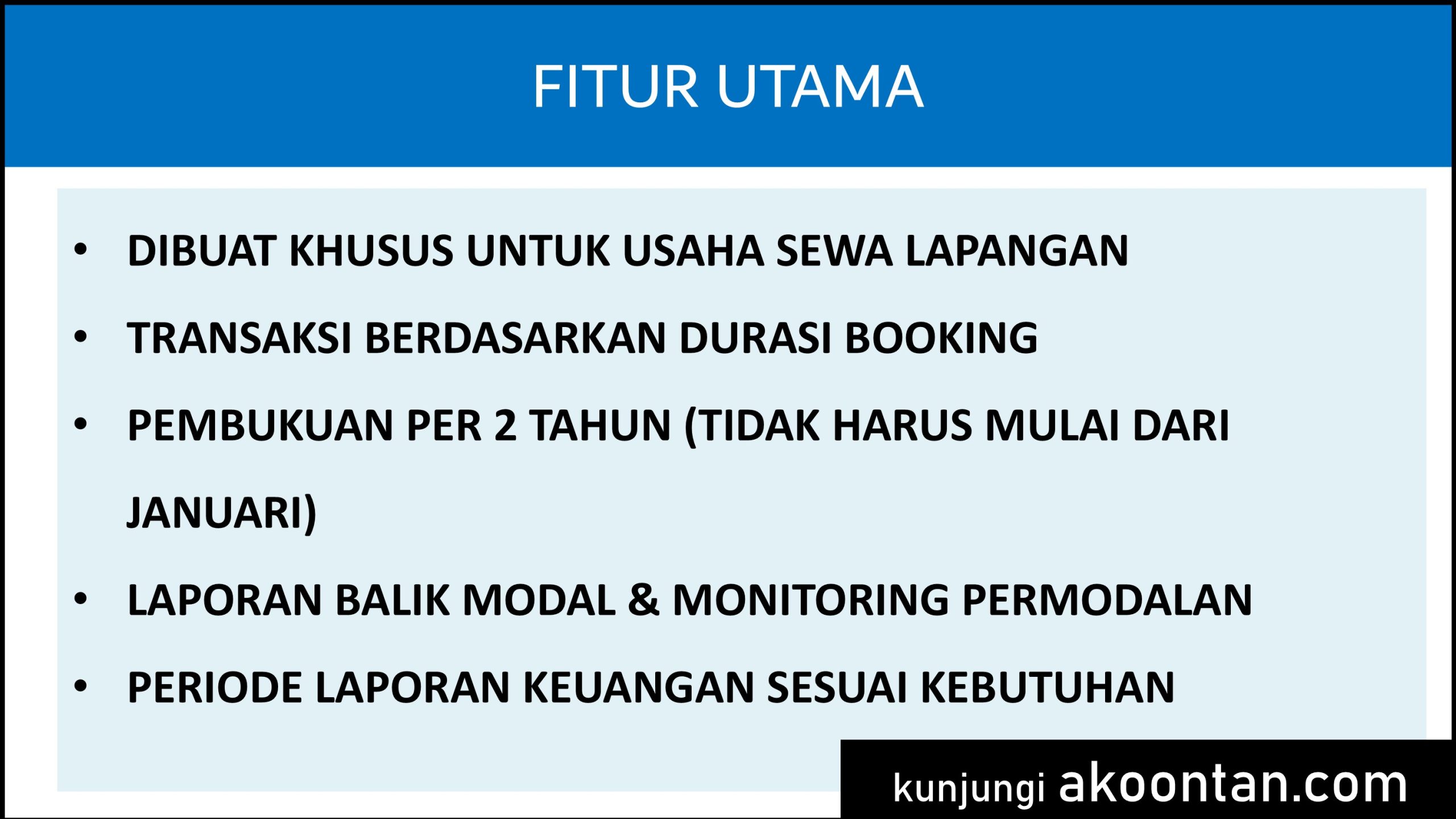 Manajemen Keuangan Sewa Lapangan Olahraga - Fitur Utama