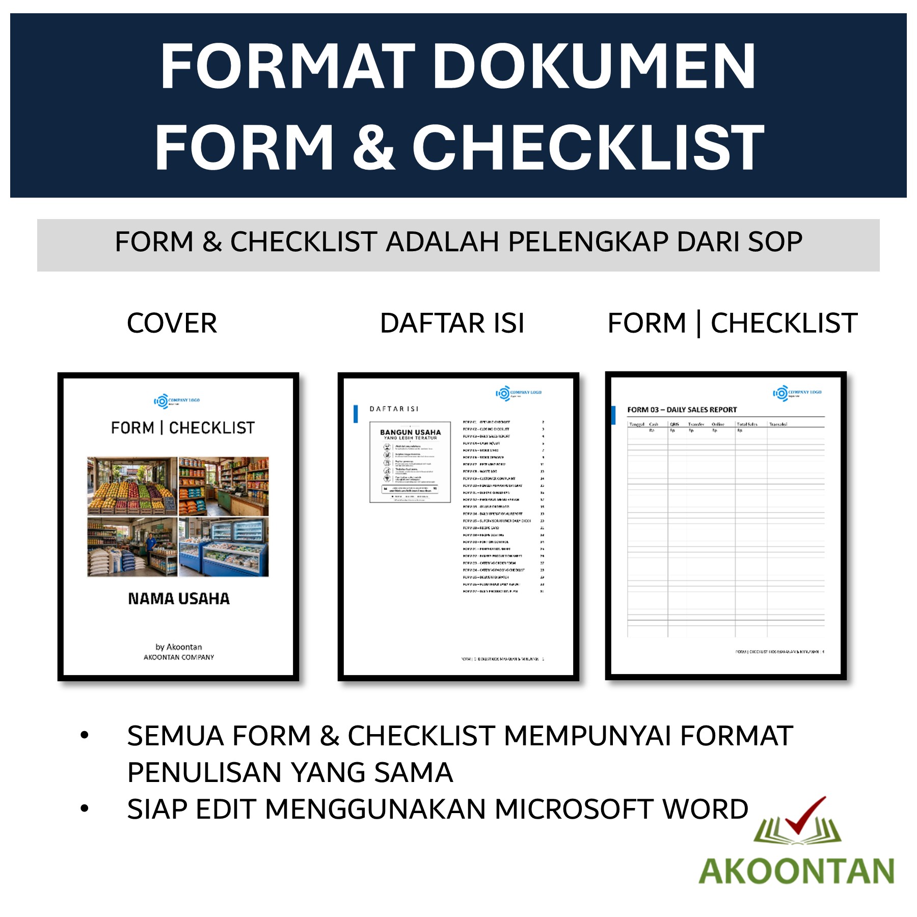 Format Dokumen Form dan Checlist